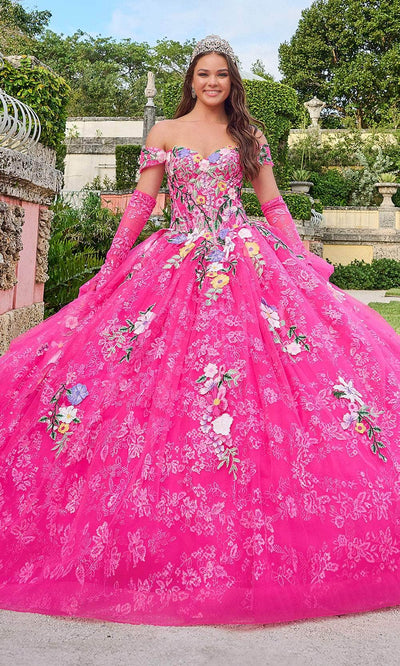 Amarra 54200 - Embroidered Ballgown Quinceanera Dresses 000 /  Fuchsia/Multi