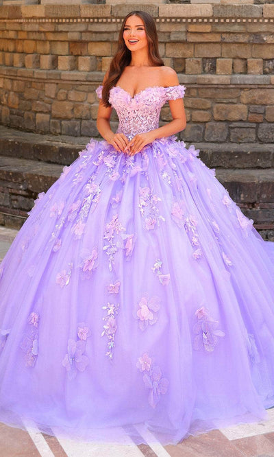 Amarra 54231 - Floral Applique Ballgown Quinceanera Dresses 00 /  Lavender