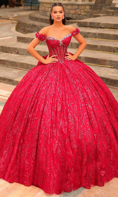 Amarra 54237 - Glitter Embellished Ballgown Quinceanera Dresses 00 /  Red