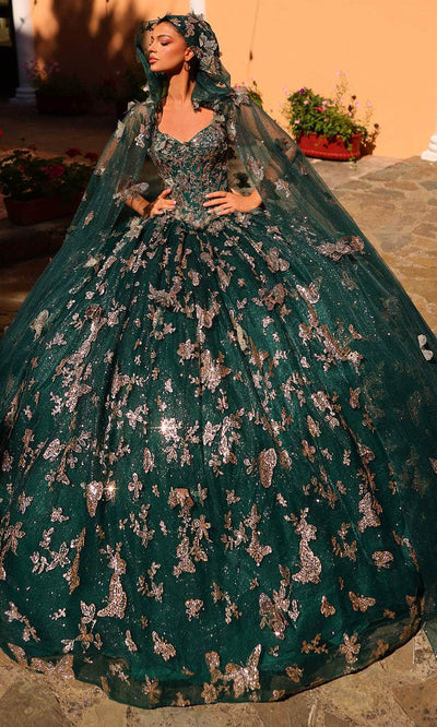 Amarra 54260 - Embellished Sleeveless Ballgown Special Occasion Dresses 000 /  Emerald/Gold