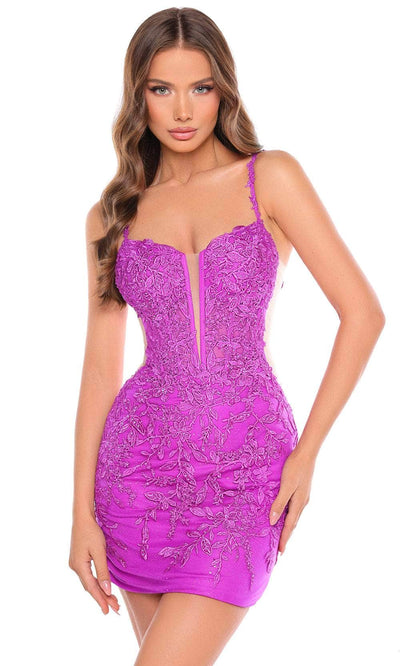 Amarra 88031 - Embroidered Cocktail Dress Special Occasion Dresses 000 /  Purple