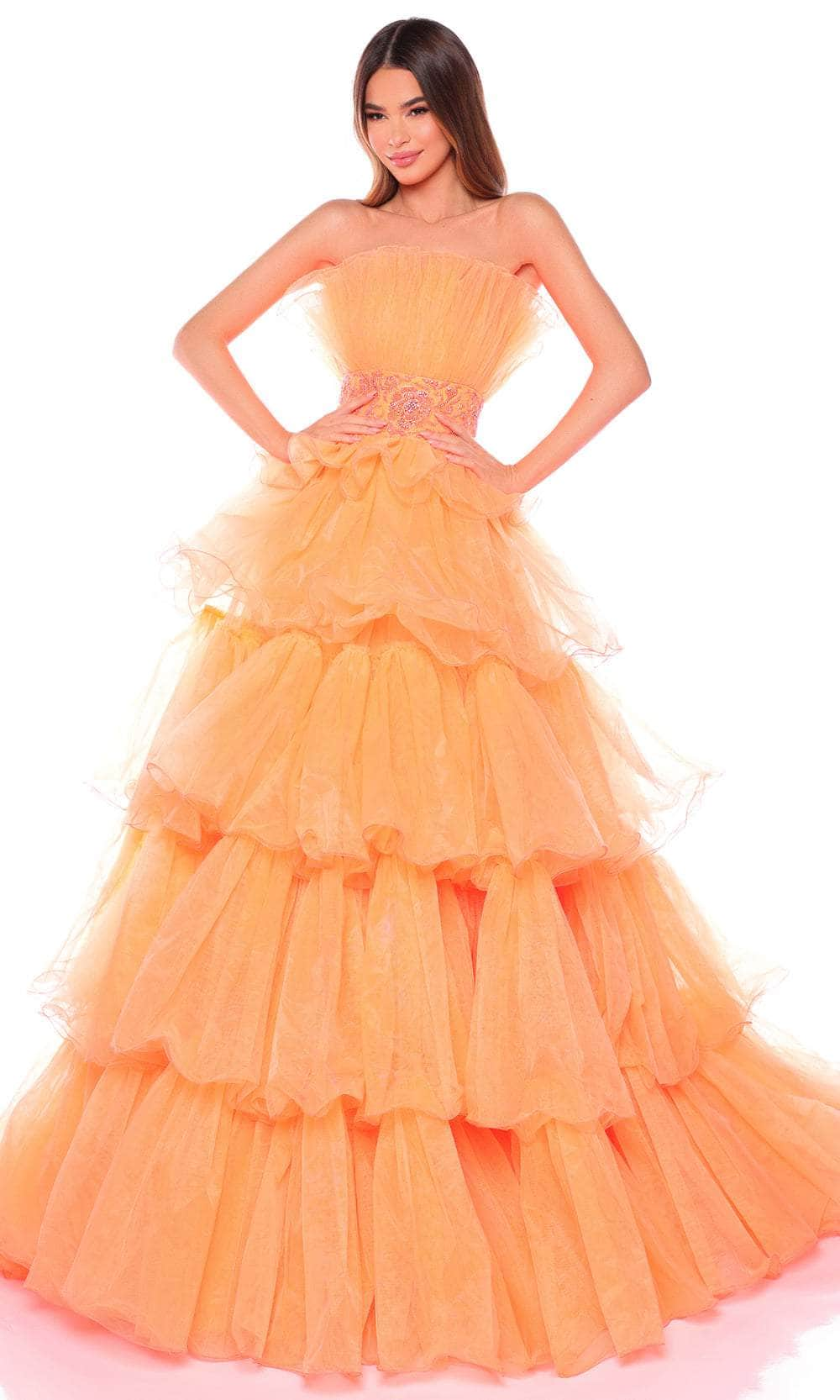 Amarra 88083 - Strapless Ruffled Evening Gown Special Occasion Dresses 000 /  Dreamsicle