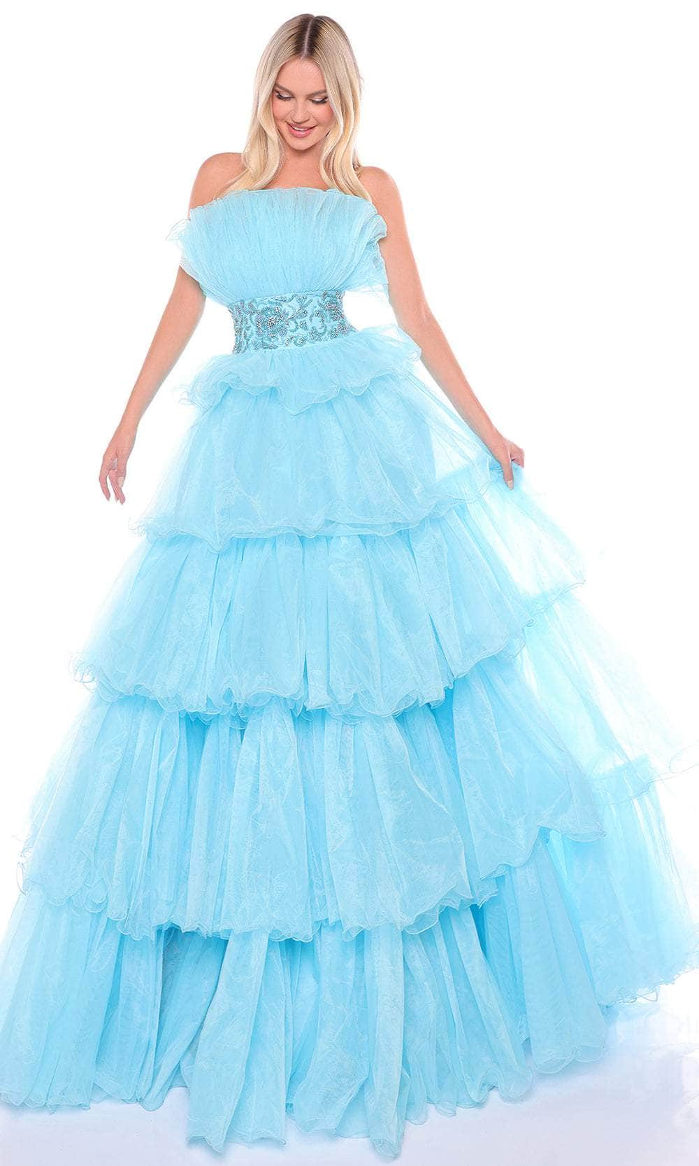 Amarra 88083 - Strapless Ruffled Evening Gown Special Occasion Dresses 000 /  Light Blue