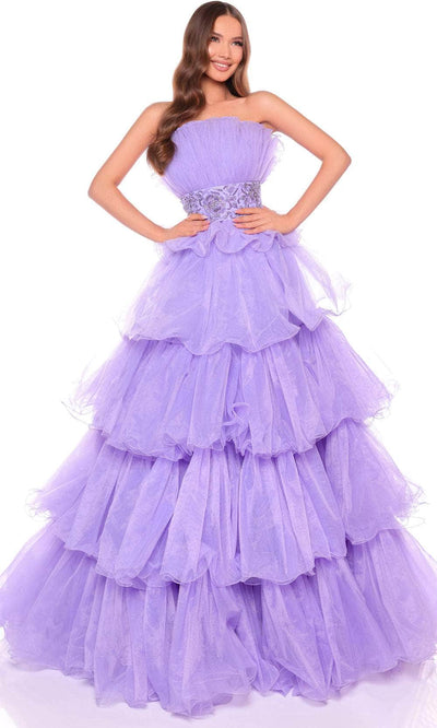 Amarra 88083 - Strapless Ruffled Evening Gown Special Occasion Dresses 000 /  Lilac