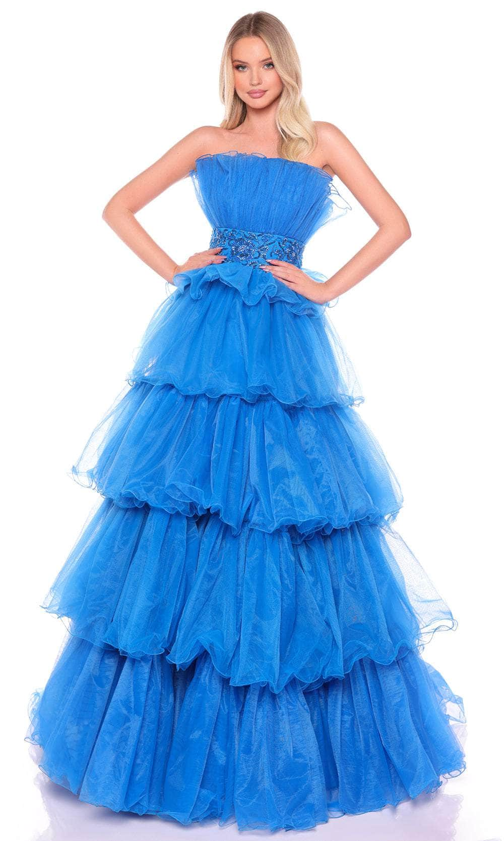 Amarra 88083 - Strapless Ruffled Evening Gown Special Occasion Dresses 000 /  Peacock