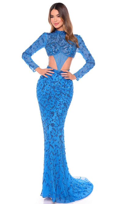 Amarra 88089 - Long Sleeve Evening Gown Special Occasion Dresses 000 /  Peacock