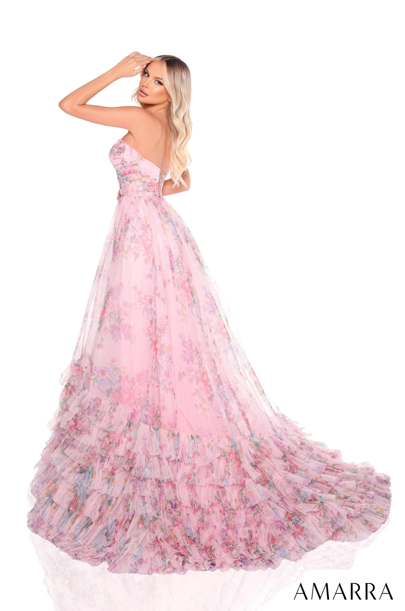 Amarra 88381 - Ruffled Hem Strapless Gown Prom Dresses