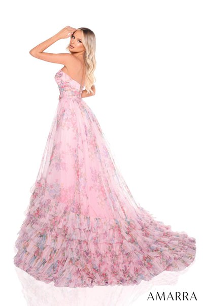 Amarra 88381 - Ruffled Hem Strapless Gown Prom Dresses