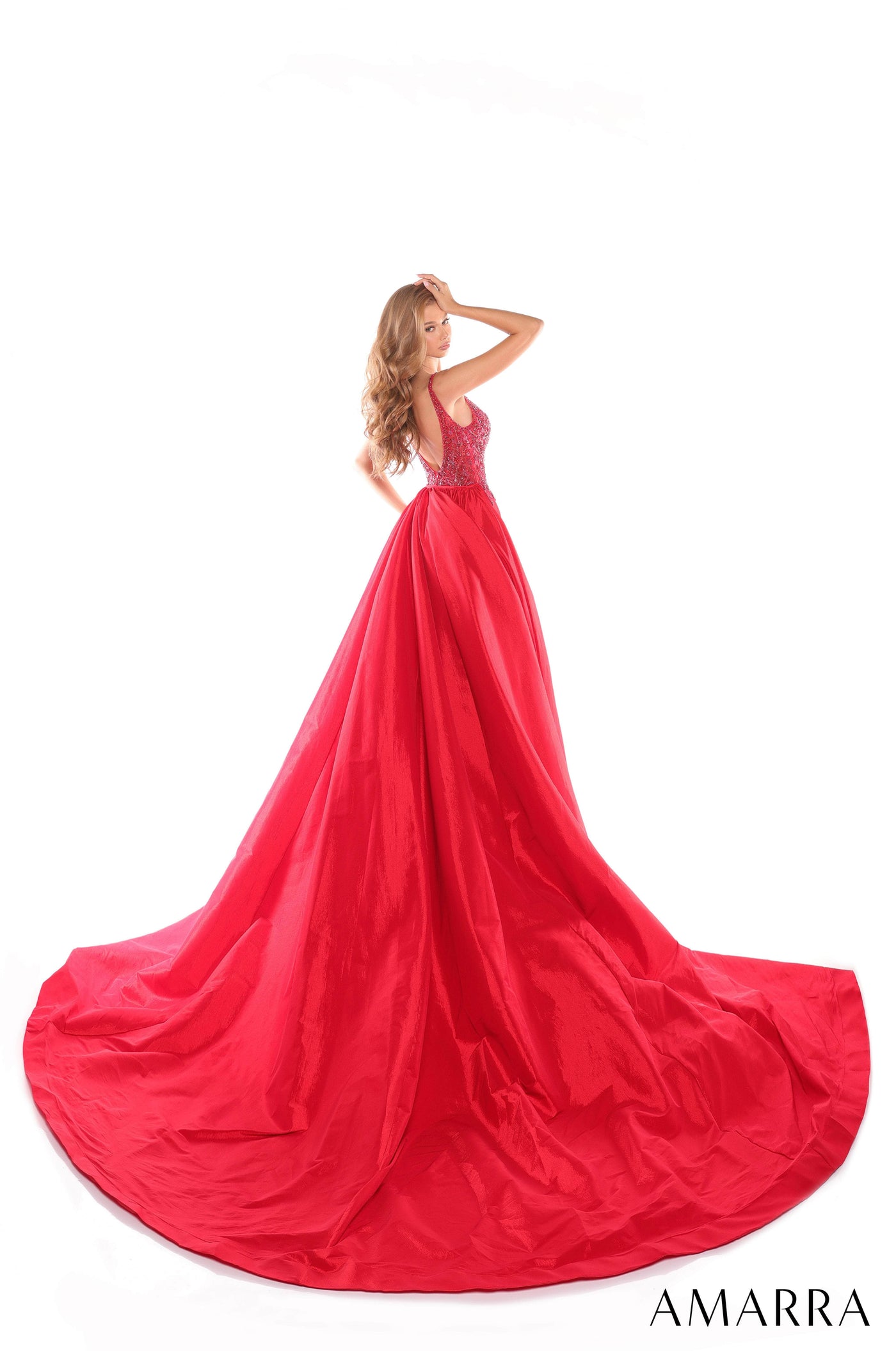 Amarra 88444 - Elegant High Slit Overskirt Gown Prom Dresses