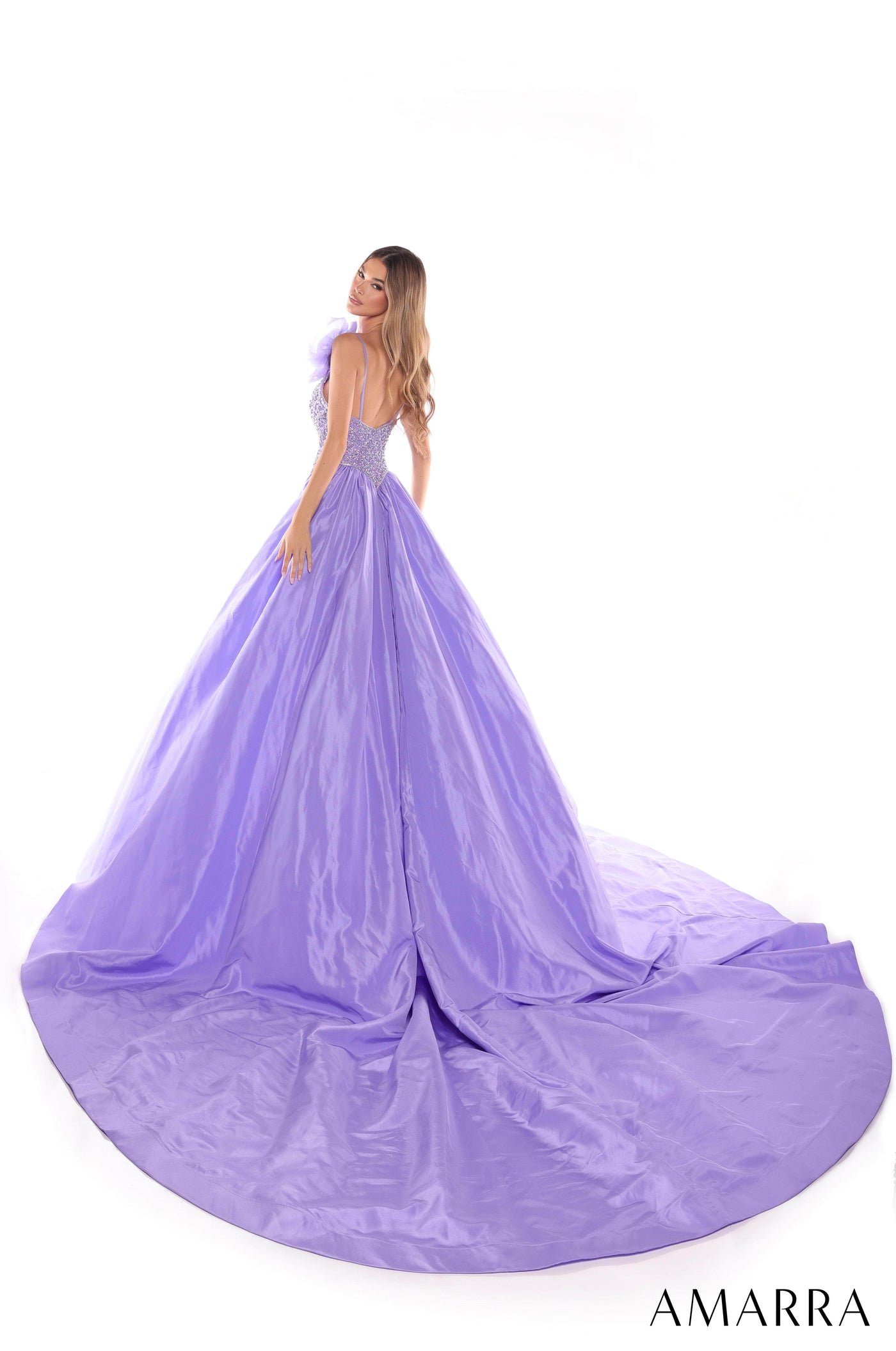Amarra 88445 - Beaded Bodice A-Line Gown with Train Prom Dresses