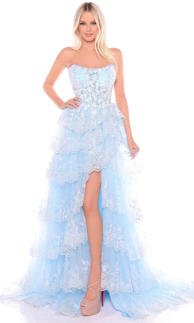 Amarra 88499 - Embellished Strapless Prom Gown Special Occasion Dresses 000 /  Light Blue