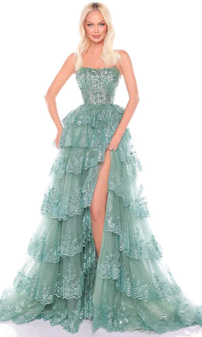 Amarra 88499 - Embellished Strapless Prom Gown Special Occasion Dresses 000 /  Sage