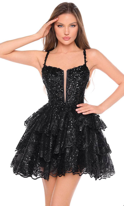 Amarra 88705 - Sequined Sweetheart Cocktail Dress Special Occasion Dresses 000 /  Black