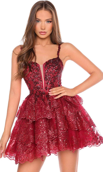 Amarra 88705 - Sequined Sweetheart Cocktail Dress Special Occasion Dresses 000 /  Wine