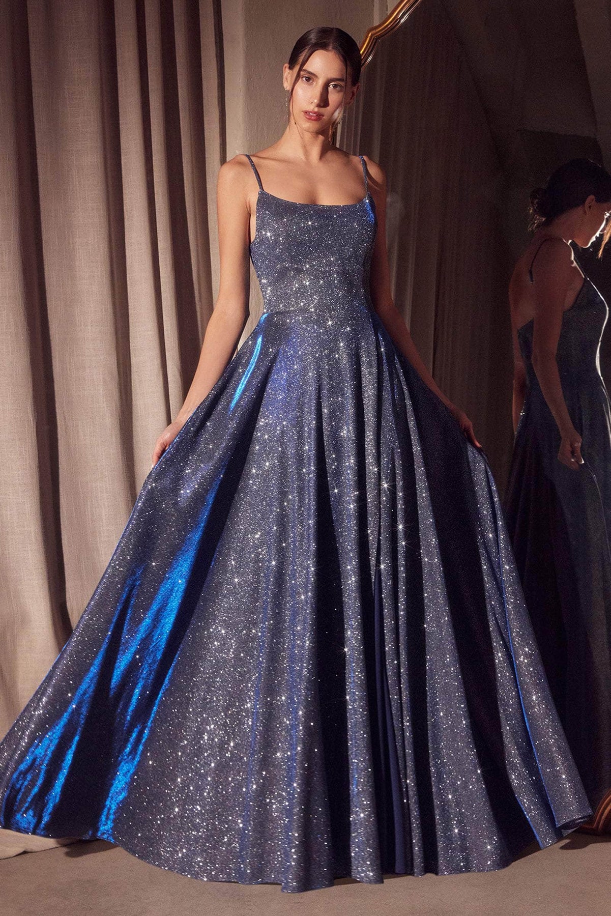 Amoris by Ladivine T213 - Sparkle A-Line Evening Gown Prom Dresses XXS / Navy