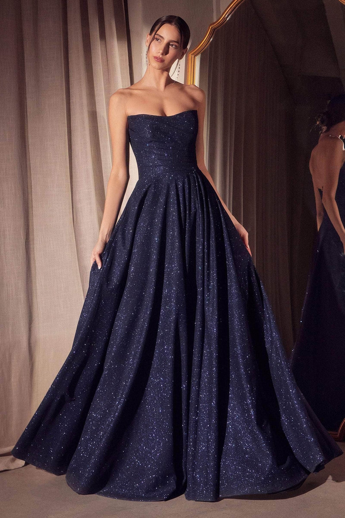 Amoris by Ladivine T701 - Strapless Glitter A-Line Evening Gown Prom Dresses
