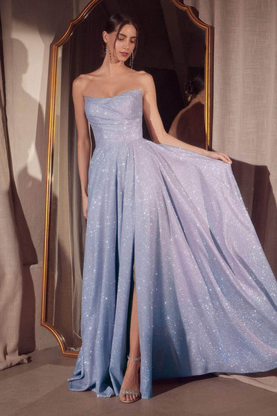 Amoris by Ladivine T701 - Glitter Dusted A-Line Evening Dress Prom Dresses XXXS /  Paris Blue