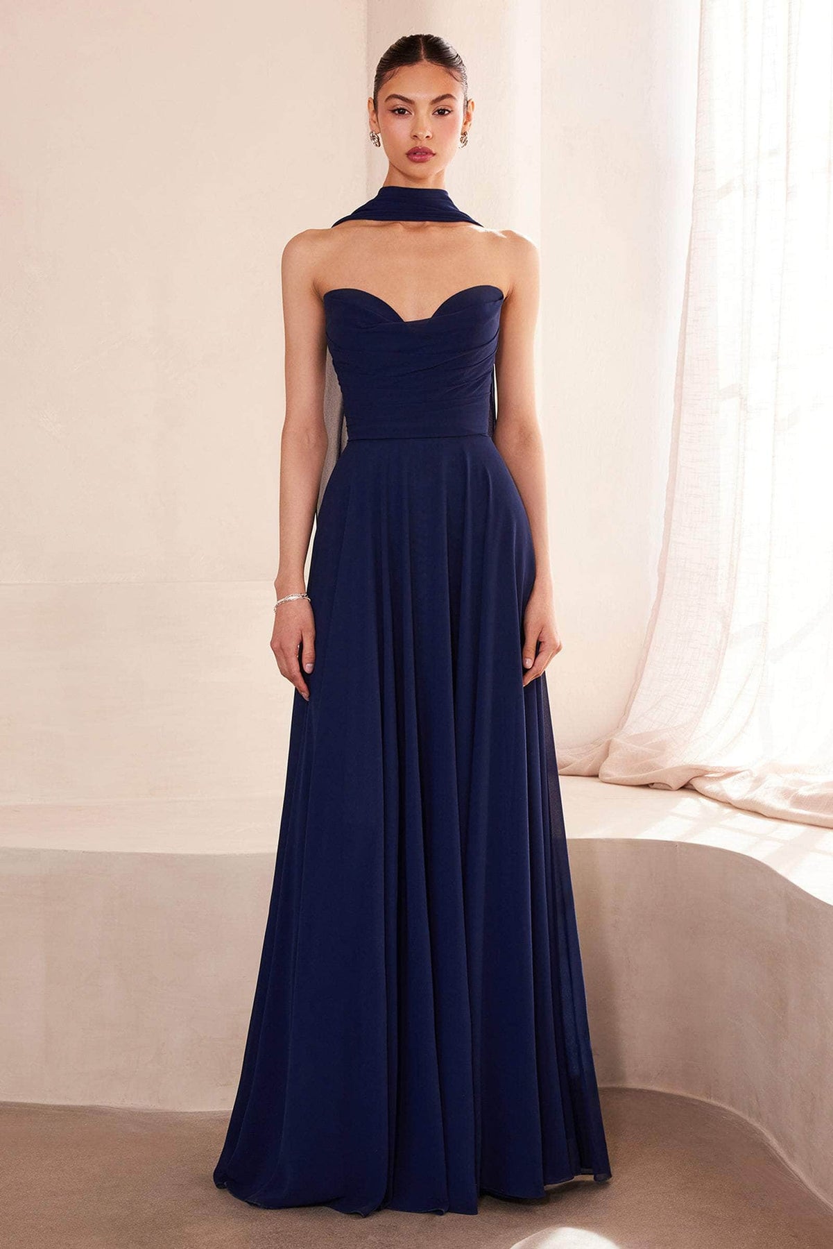 Amoris by Ladivine T703 - Sweetheart A-Line Evening Gown Prom Dresses XXS / Navy