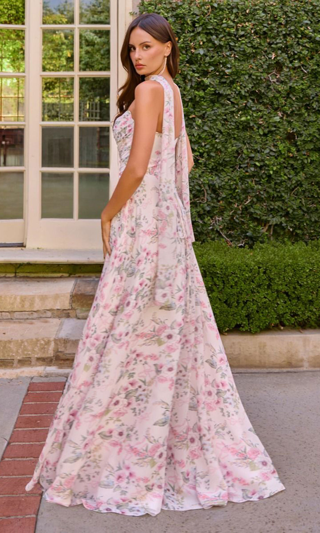 Amoris by Ladivine T717 - Sweetheart Floral Chiffon Dress