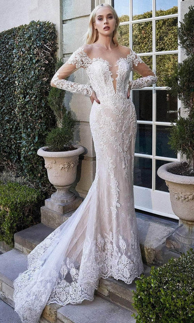 Andrea and Leo A1022 - Illusion Lace Bridal Gown Special Occasion Dresses 2 / Off White