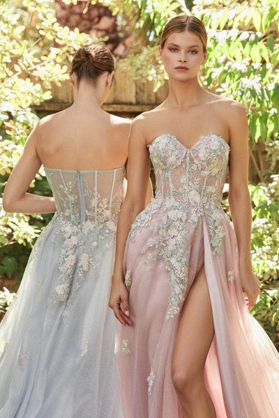 Andrea and Leo A1089 - Floral Corset Tulle Prom Dress Prom Dresses 2 / Blush-Mauve