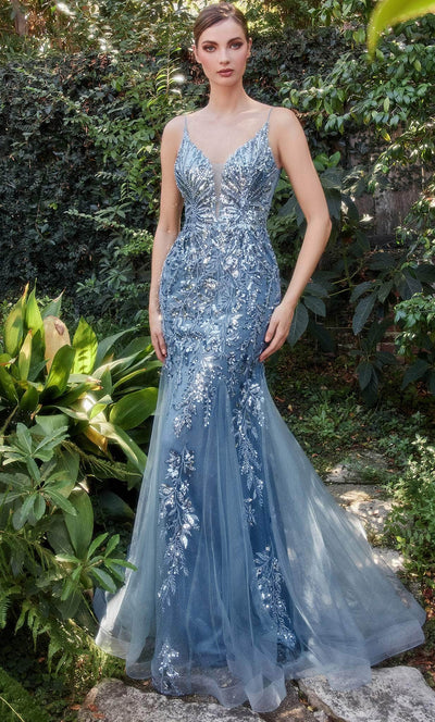 Andrea and Leo A1118 - Applique Mermaid Prom Gown Prom Dresses 2 / Smoky Blue-