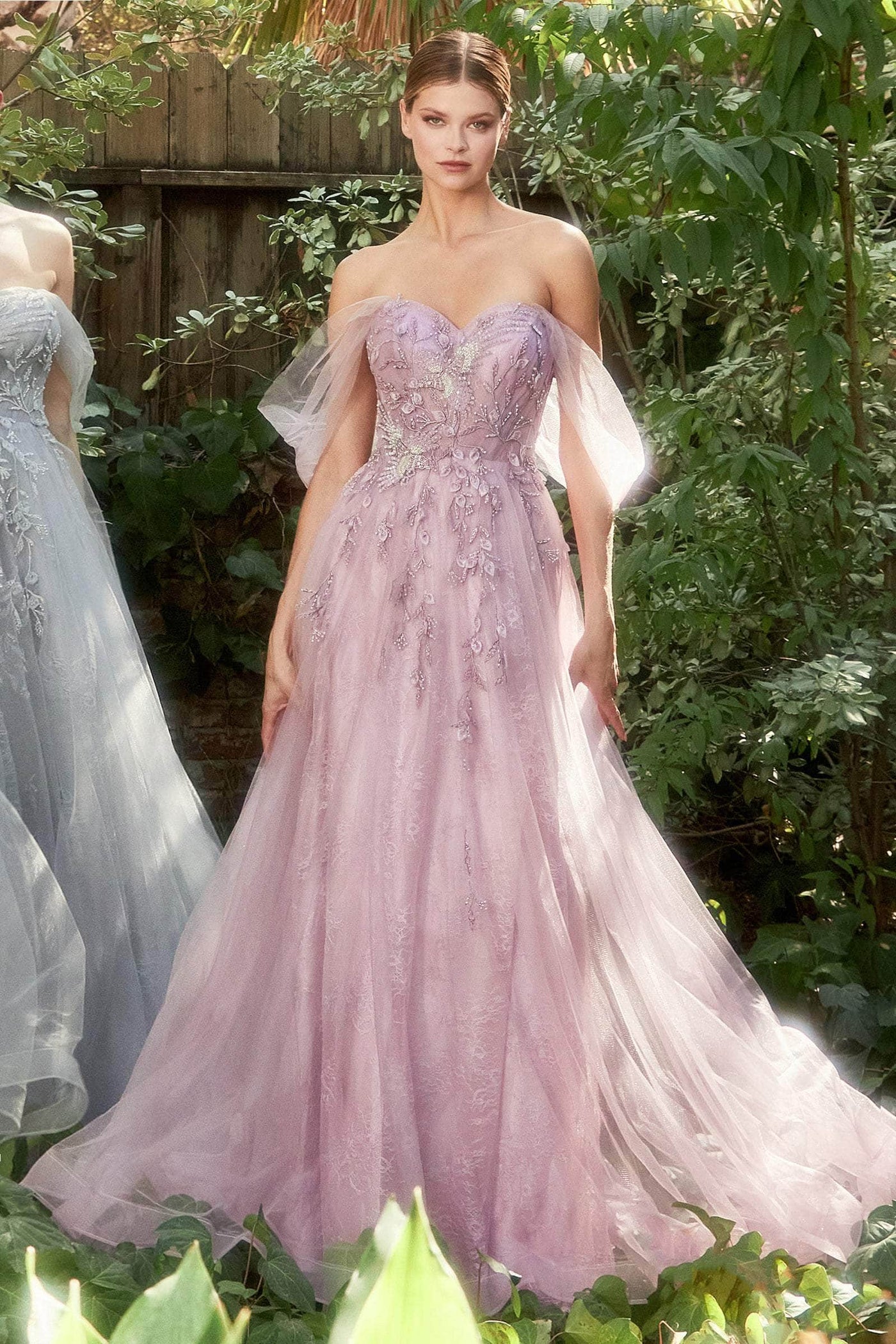 Andrea and Leo A1149 - Bird Motif Tulle Prom Gown Prom Dresses 2 / Dusty Lavender