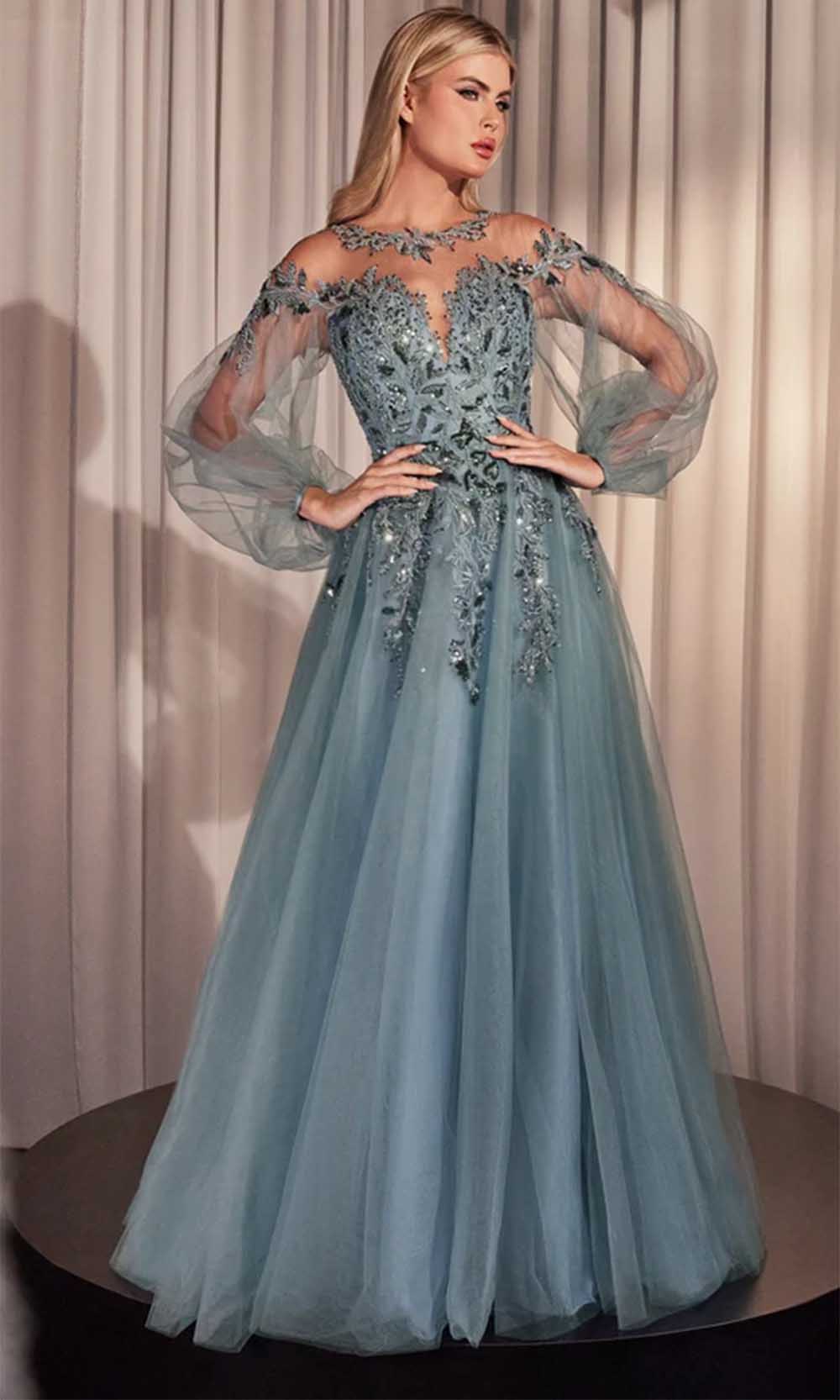 Andrea and Leo A1263 - Bishop Sleeve Evening Gown Mother Of The Bride Dresses 2 / Dusty Blue