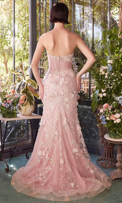 Andrea and Leo A1396 - Floral Appliqued V-Neck Tulle Prom Gown Special Occasion Dress