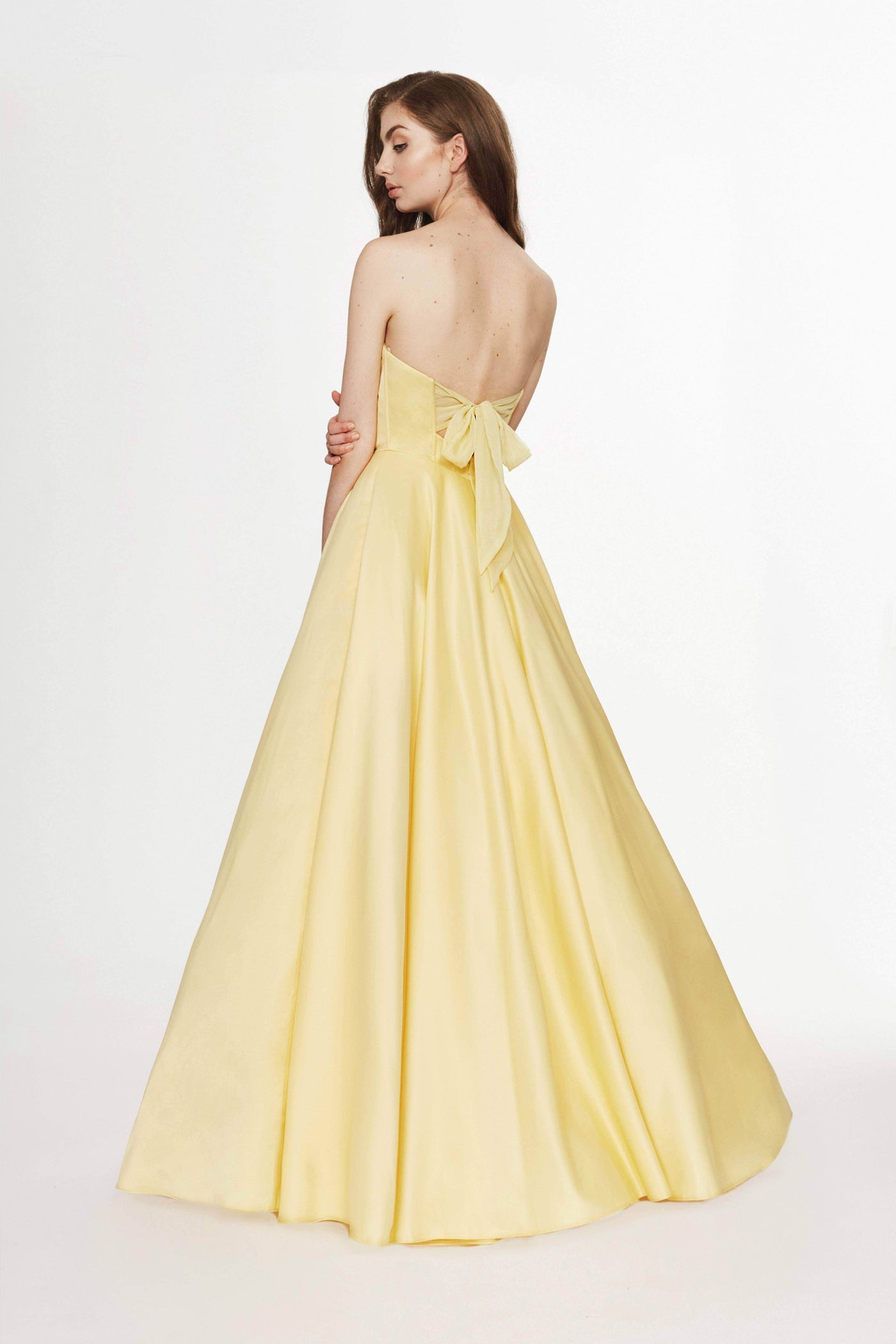 Angela & Alison 91071 - Satin Strapless Prom Dress Evening Dresses 10 / Yellow