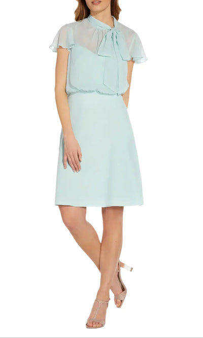 Adrianna Papell AP1D104473 - Chiffon Bow Tie Neck Knee-Length Dress Homecoming Dresses