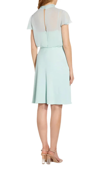 Adrianna Papell AP1D104473 - Chiffon Bow Tie Neck Knee-Length Dress Homecoming Dresses