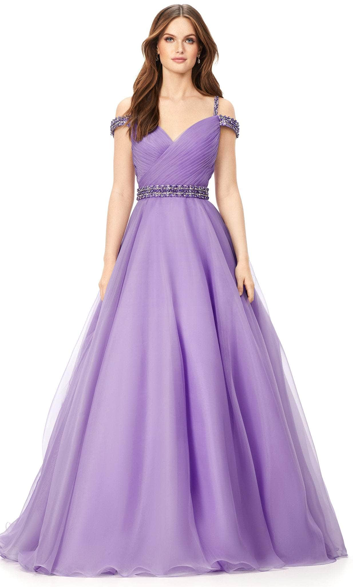 Ashley Lauren 11221 - Off-Shoulder Sweetheart Neck Ballgown Special Occasion Dress 0 / Orchid