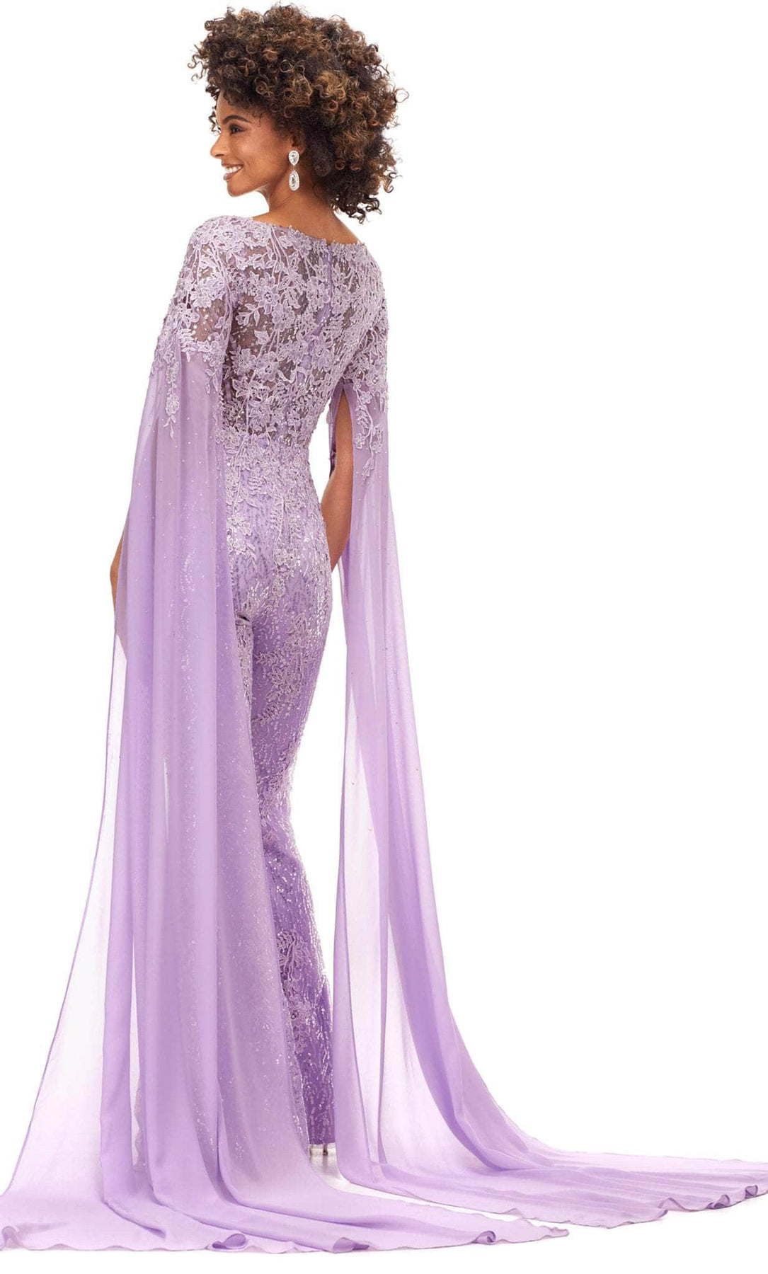 Ashley Lauren 11254 - Embroidered Lace Sheer Sleeved Jumpsuit Special Occasion Dress