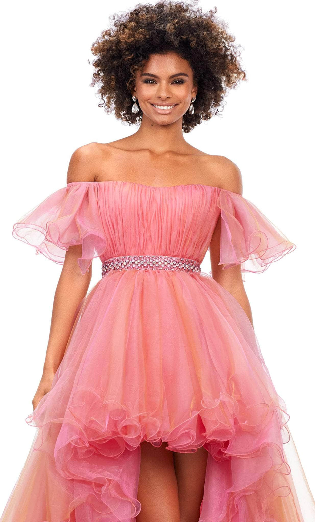 Ashley Lauren 11269 - Off Shoulder Organza High Low Gown Special Occasion Dress