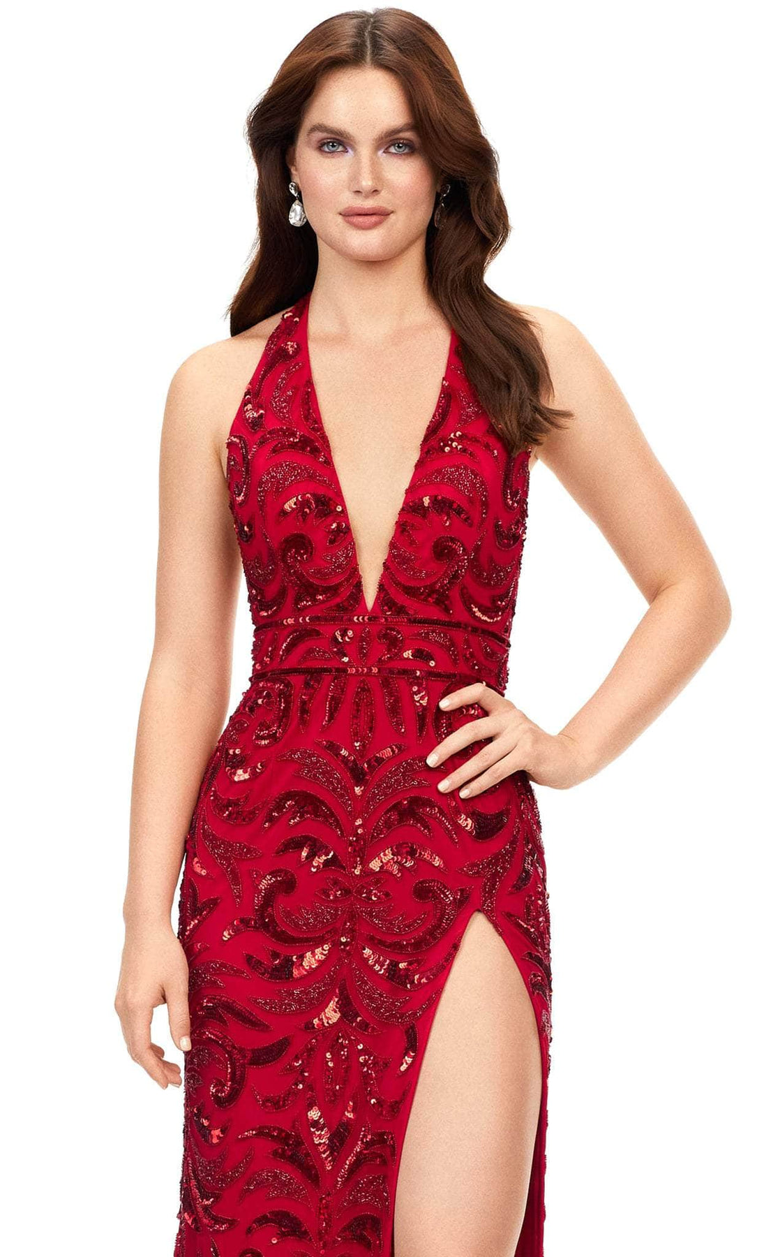 Ashley Lauren 11283 - Beaded Halter Evening Gown Special Occasion Dress