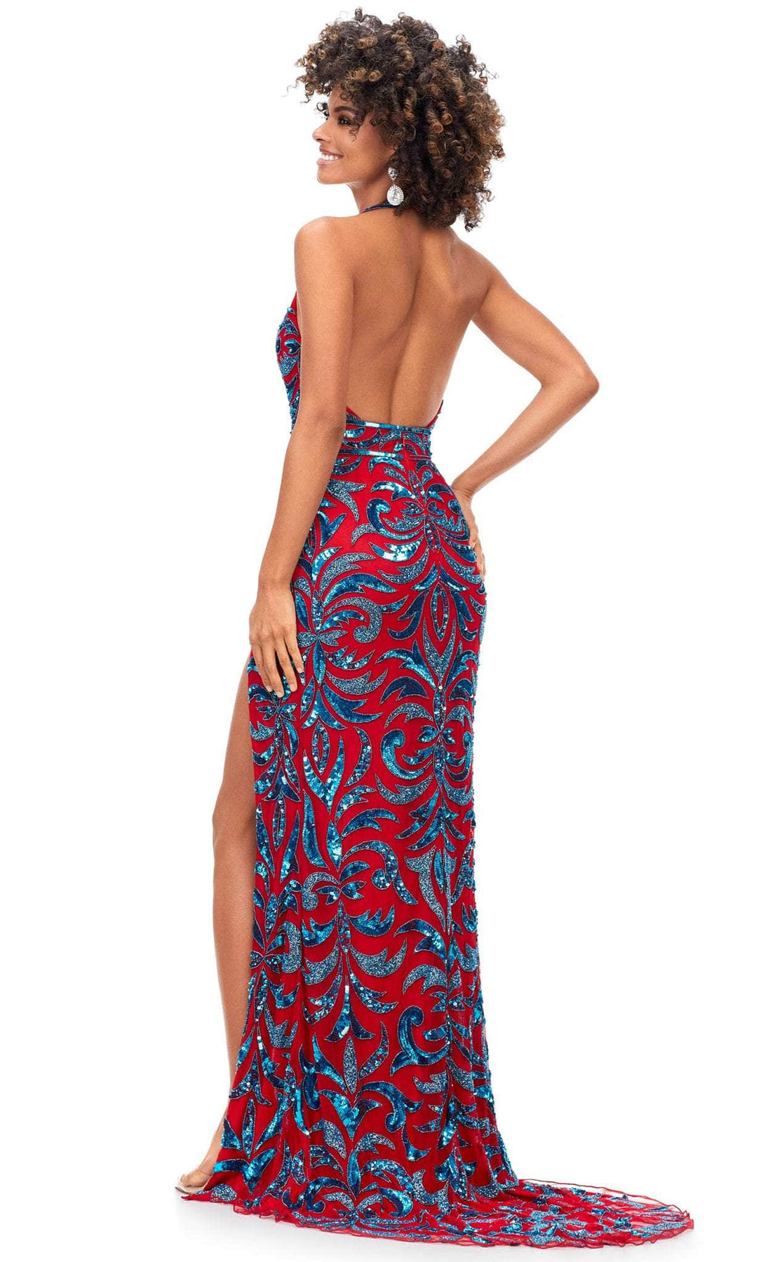 Ashley Lauren 11283 - Beaded Halter Evening Gown Special Occasion Dress