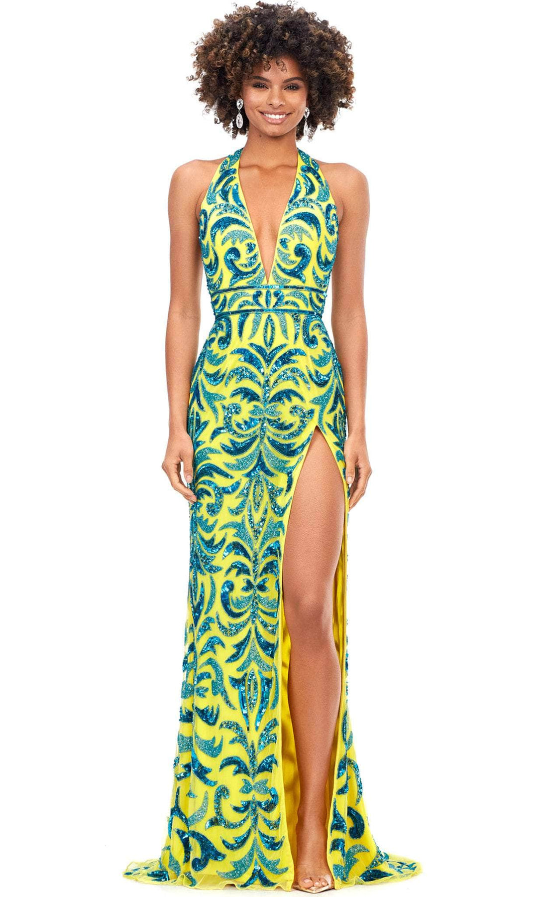 Ashley Lauren 11283 - Beaded Halter Evening Gown Special Occasion Dress
