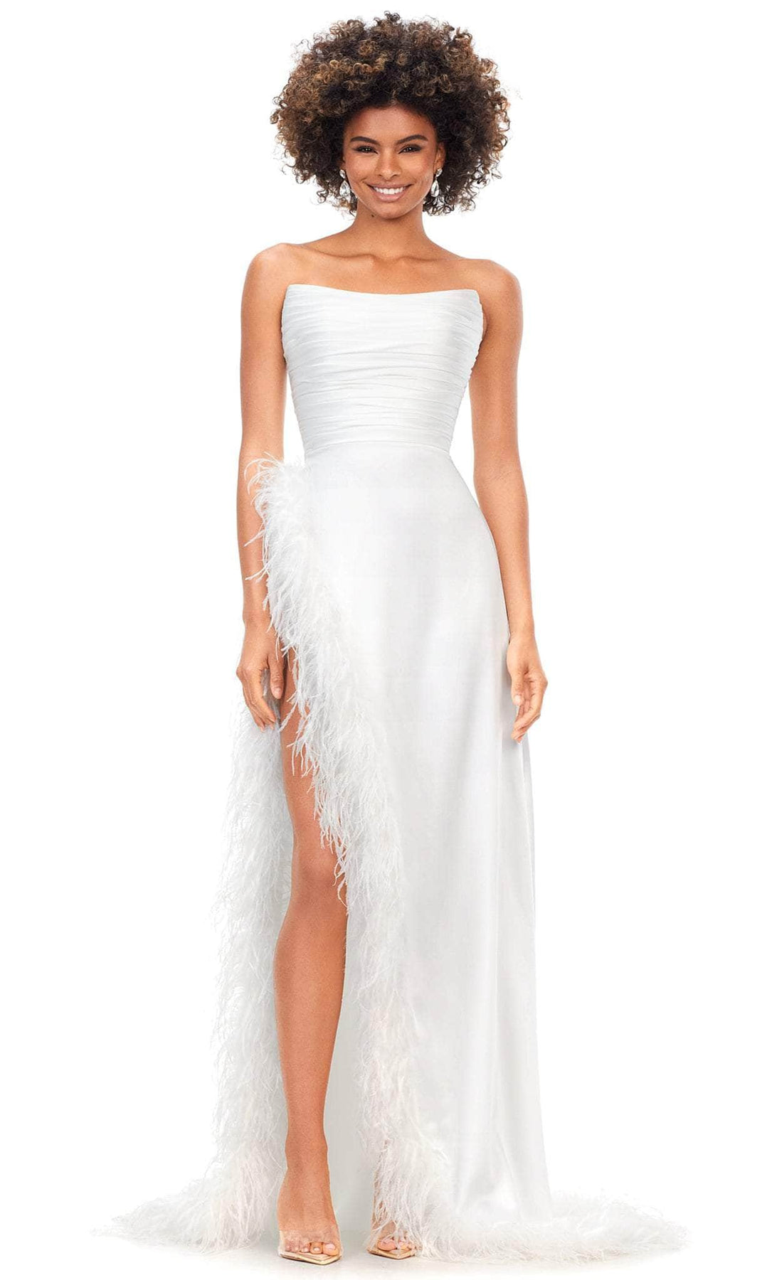 Ashley Lauren 11313 - Ruched Strapless Prom Gown Special Occasion Dress 0 / Ivory