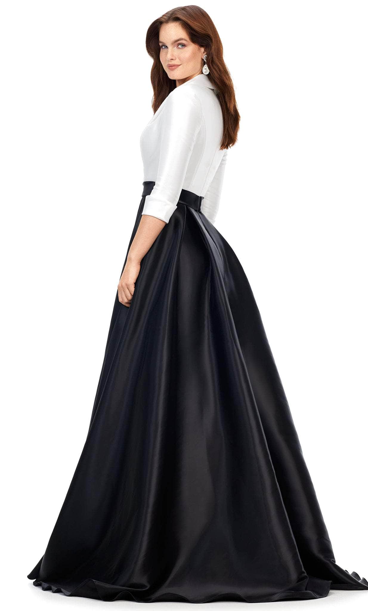 Ashley Lauren 11326 - Quarter Sleeves Satin Ballgown Special Occasion Dress