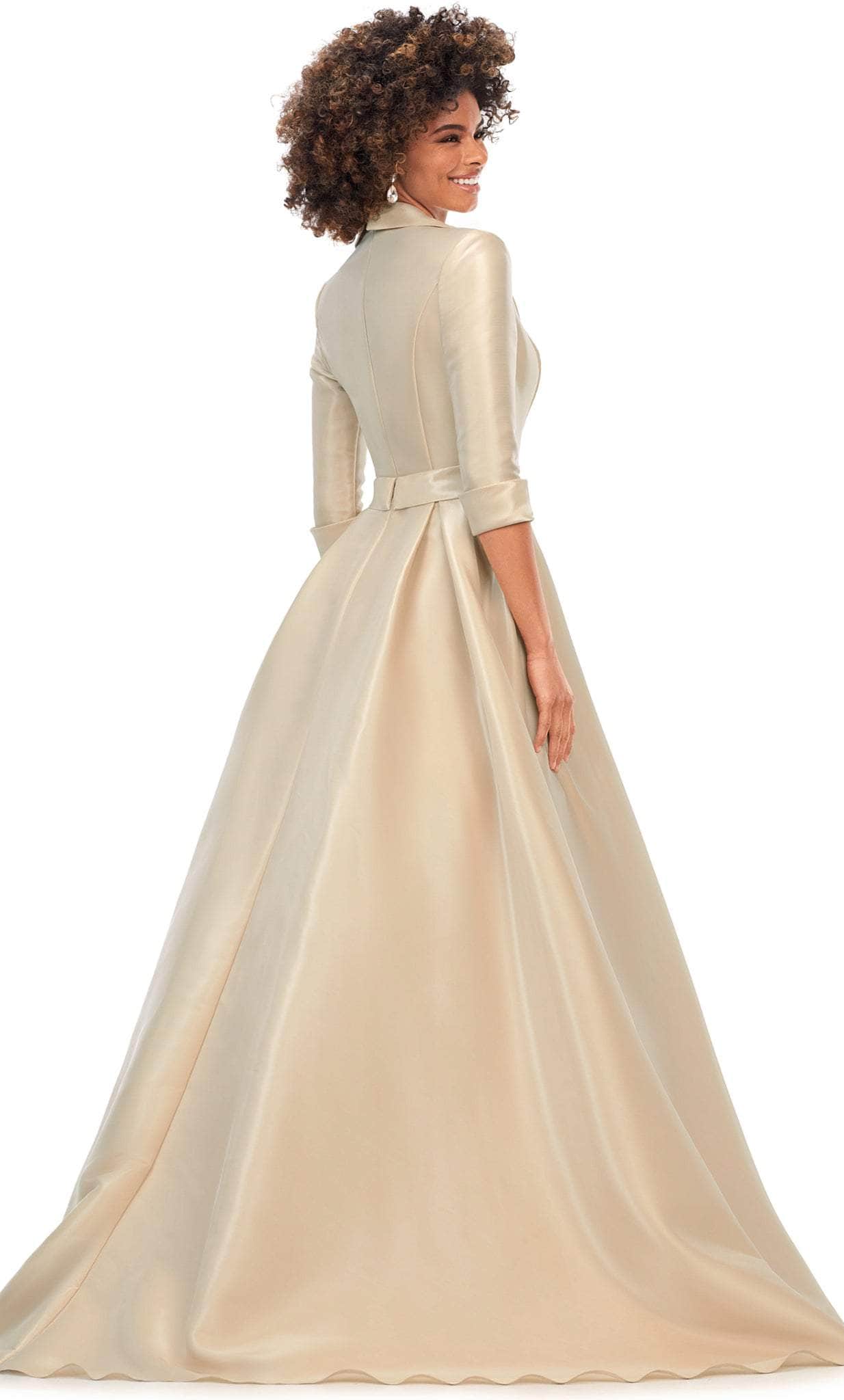 Ashley Lauren 11326 - Quarter Sleeves Satin Ballgown Special Occasion Dress