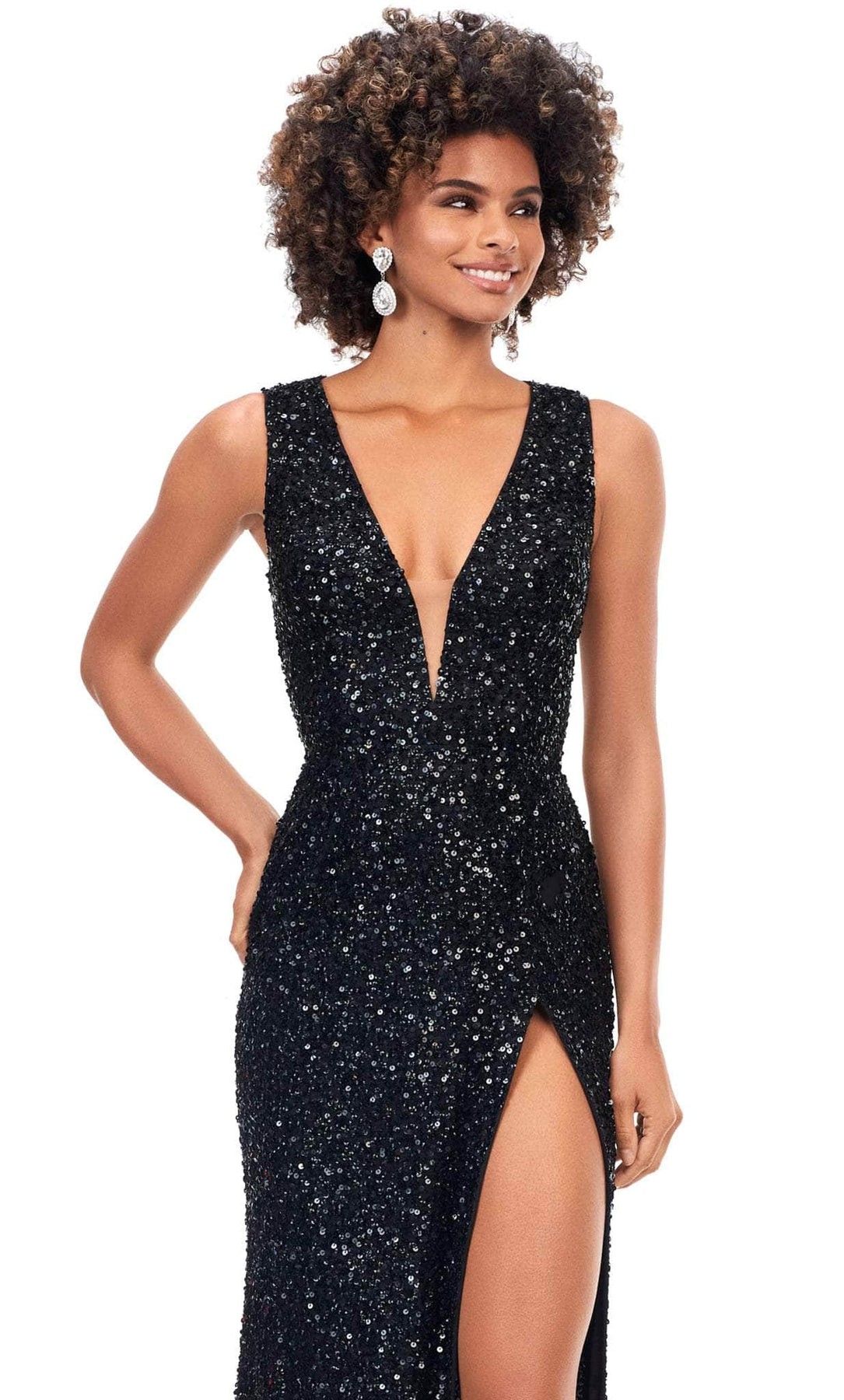 Ashley Lauren 11373 - V-Neck Dress