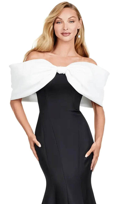 Ashley Lauren 11413 - Bow Accent Satin Mermaid Gown Evening Dresses