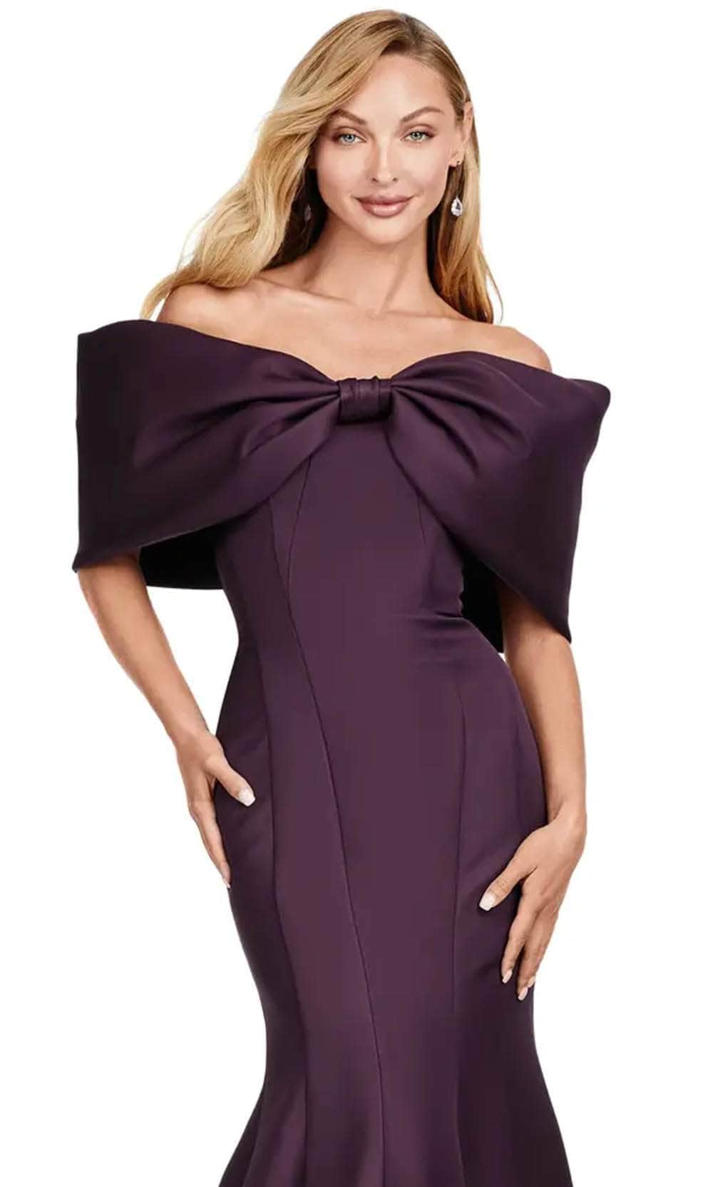 Ashley Lauren 11413 - Bow Accent Satin Mermaid Gown Evening Dresses