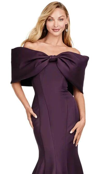 Ashley Lauren 11413 - Bow Accent Satin Mermaid Gown Evening Dresses