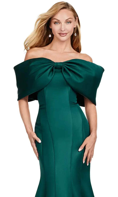 Ashley Lauren 11413 - Bow Accent Satin Mermaid Gown Evening Dresses