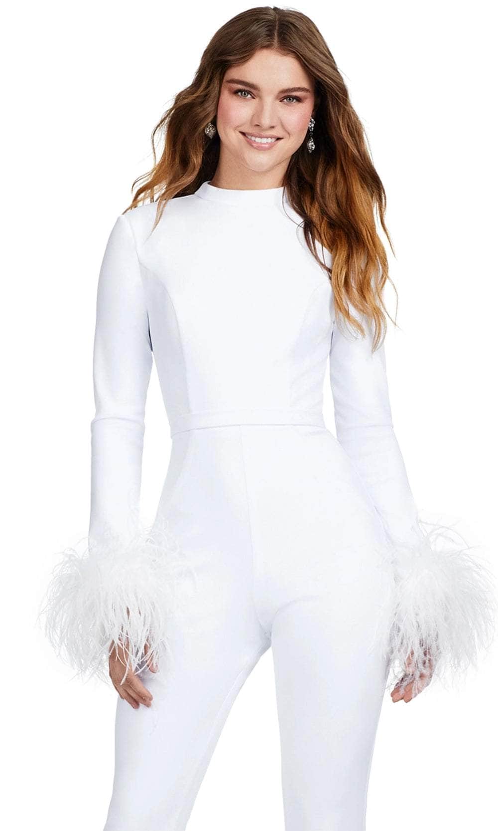 Ashley Lauren 11441 - Feathered Sleeve Jumpsuit Formal Pantsuits