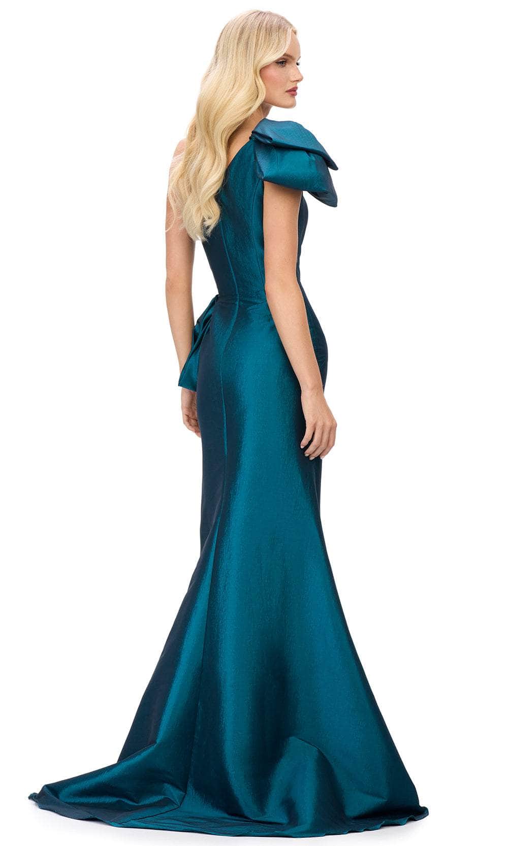 Ashley Lauren 11722 - Asymmetric Neck Peplum Evening Gown Evening Dresses