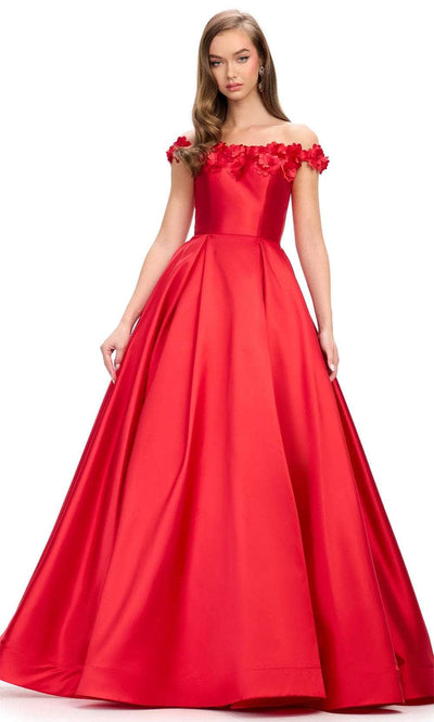 Ashley Lauren 11771 - Off Shoulder Pleated Skirt Evening Gown Ball Gowns