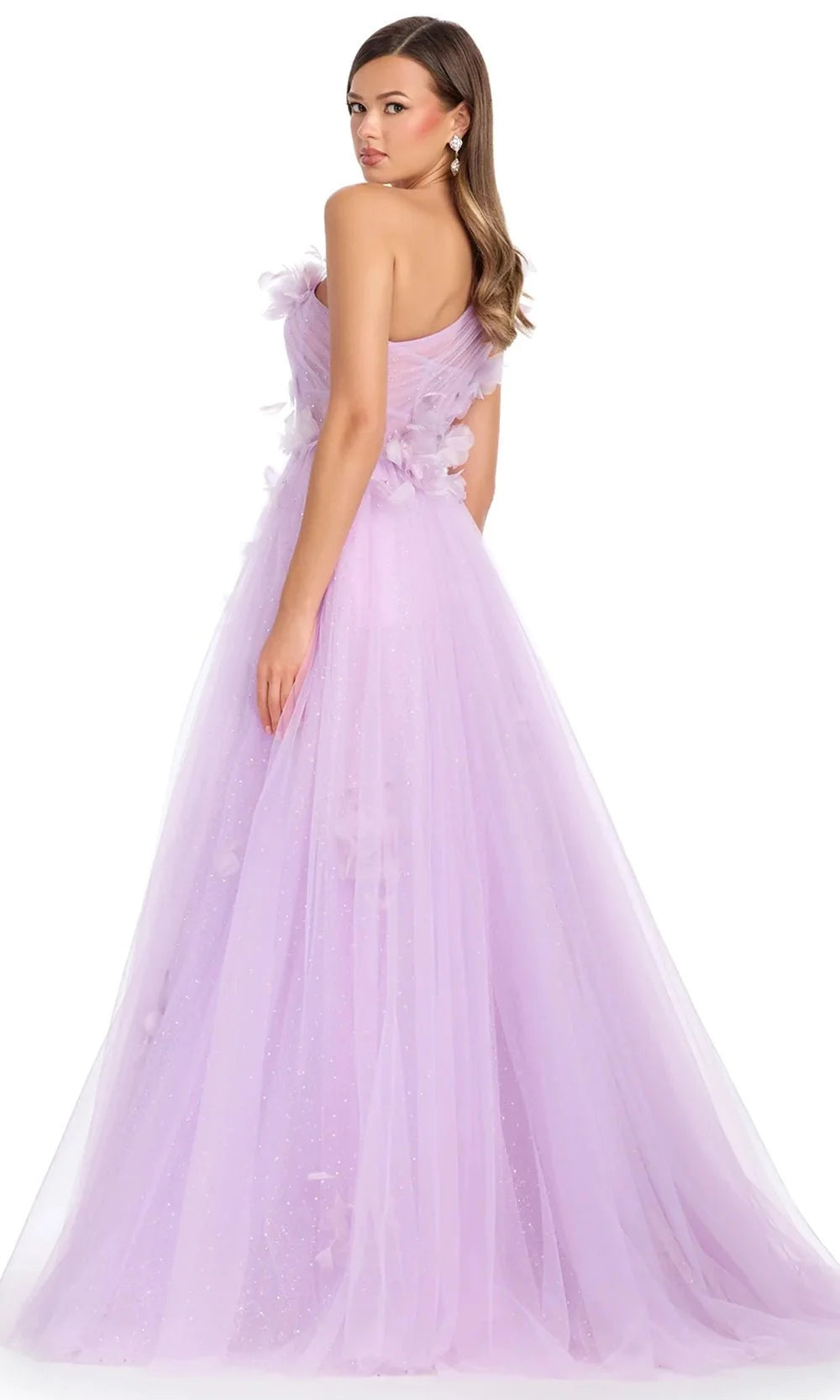 Ashley Lauren 11843 - One Shoulder Floral Appliqued Prom Gown Special Occasion Dress
